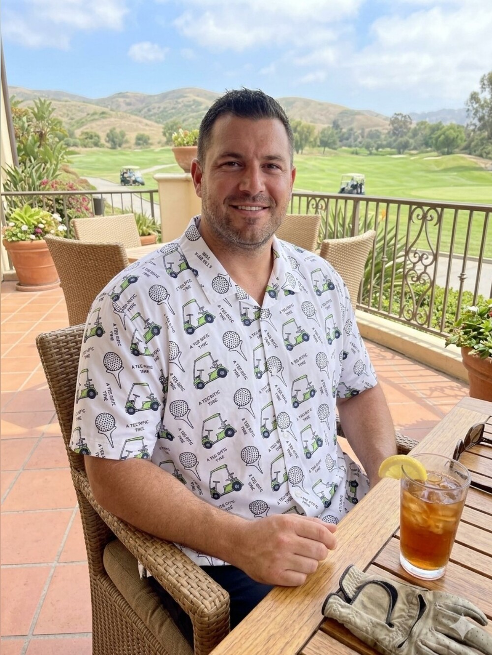 A Tee-Riffic Time Golf Shirt Short Sleeve Button Down by Bioworld Men's XXL NWT